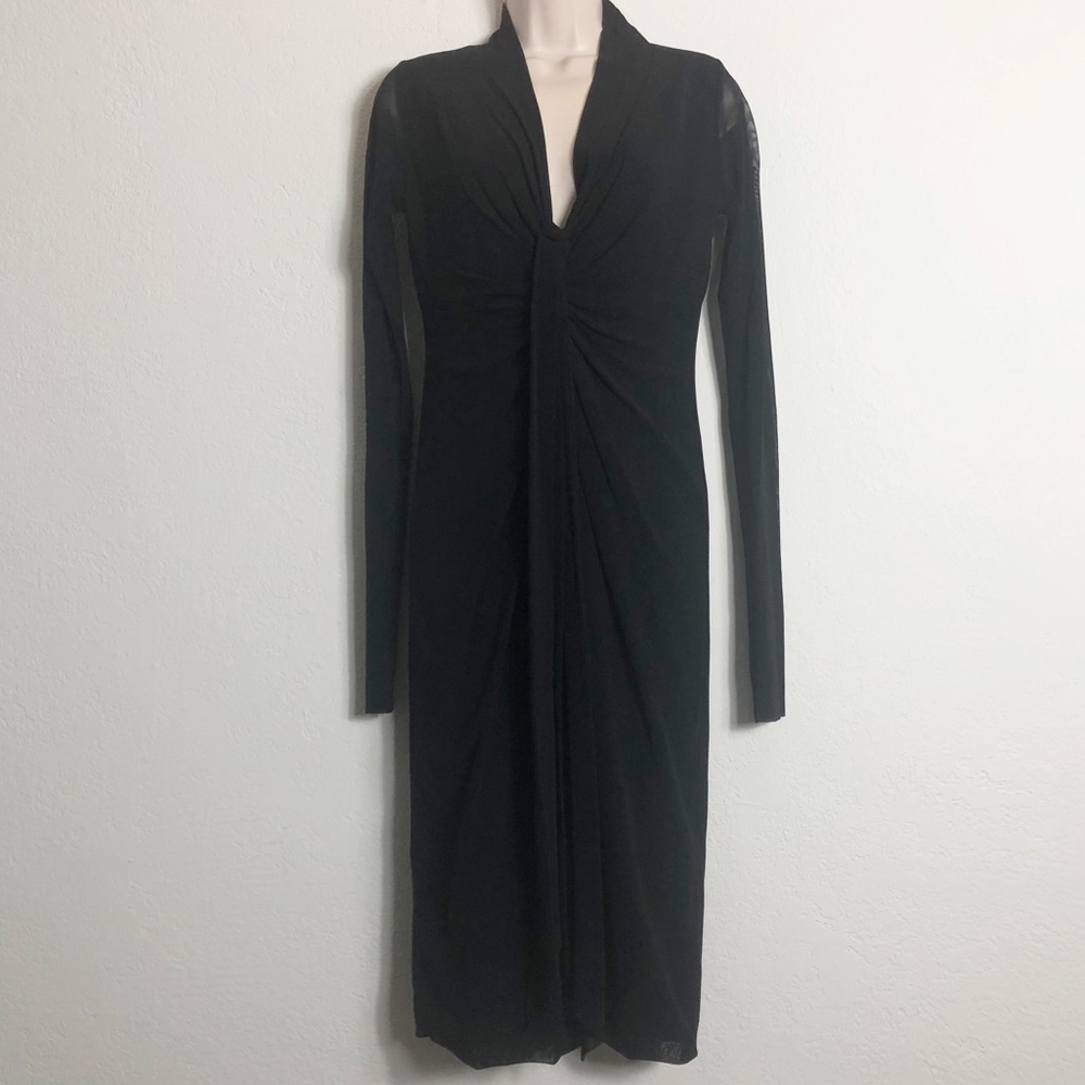 Vintage Black Knee Length Long Sleeve Dress